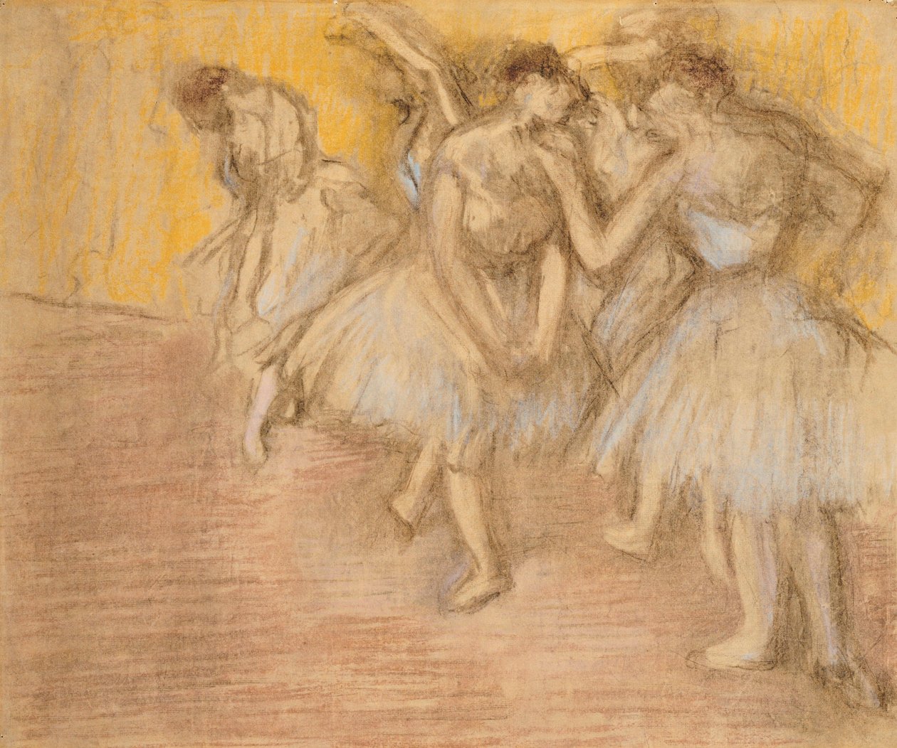 Fünf Tänzer auf der Bühne, ca. 1906-08 von Edgar Degas