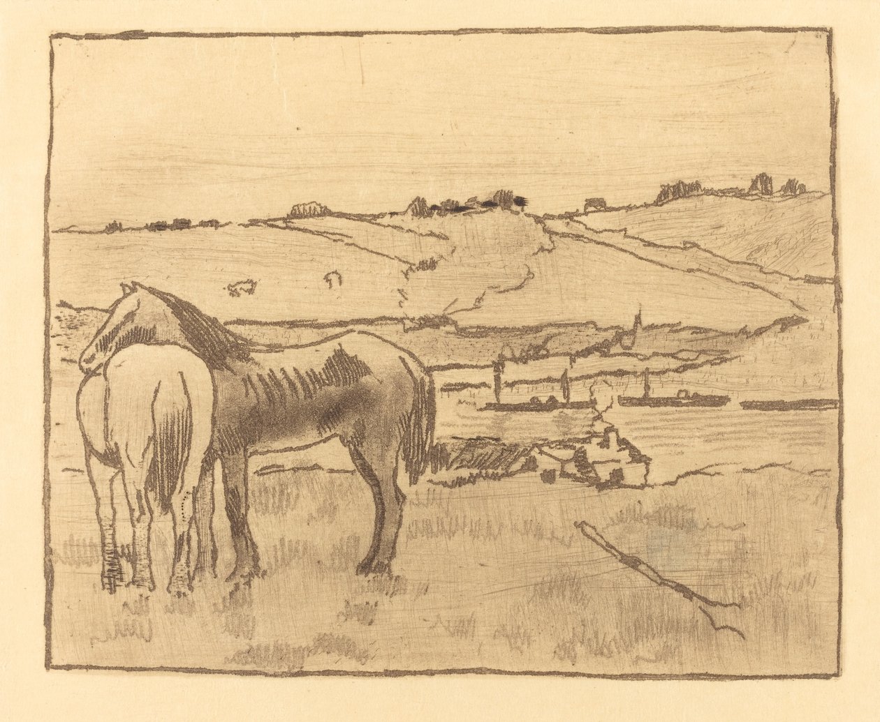 Pferde auf der Wiese Chevaux dans la prairie, 1891-1892 von Edgar Degas