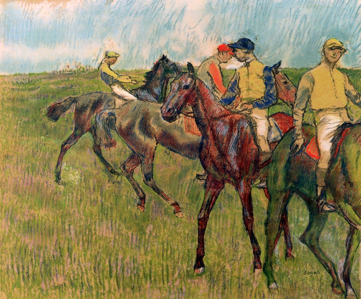 Pferde mit Jockeys, 1910 von Edgar Degas