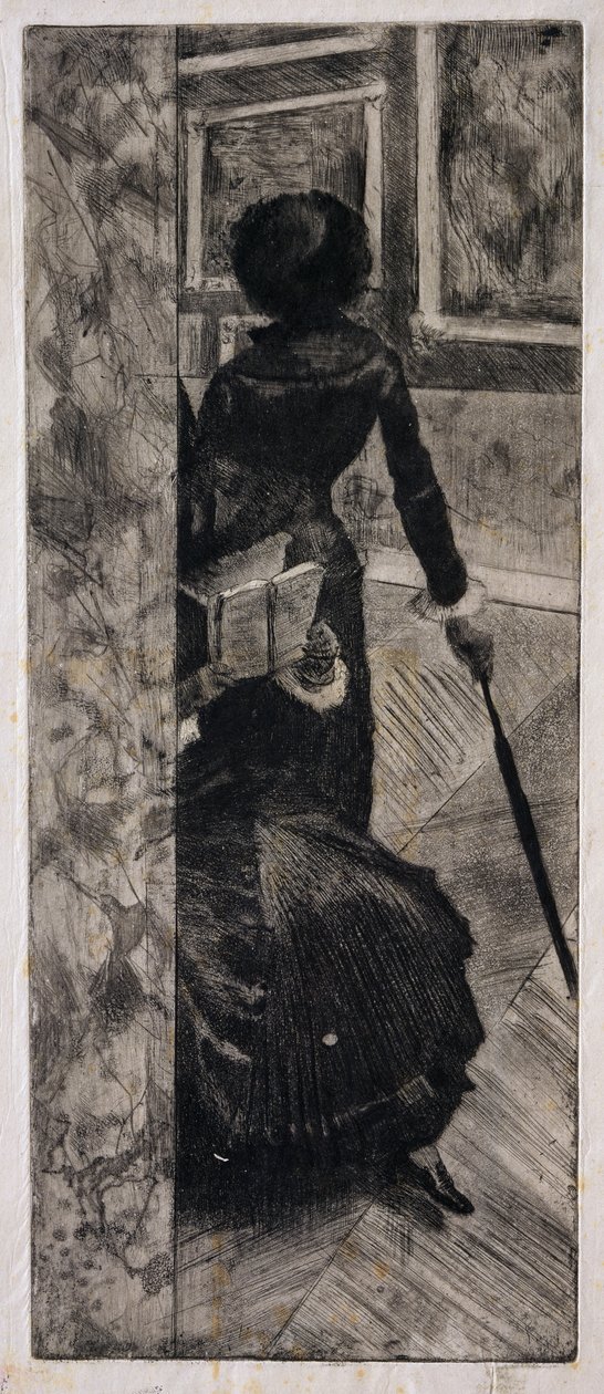 Mary Cassatt im Louvre, Die Gemäldegalerie, 1879-80 von Edgar Degas