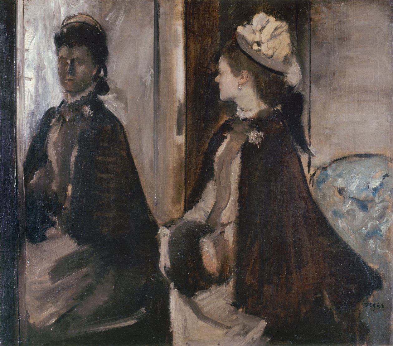 Frau Jeantaud im Spiegel, um 1875 von Edgar Degas
