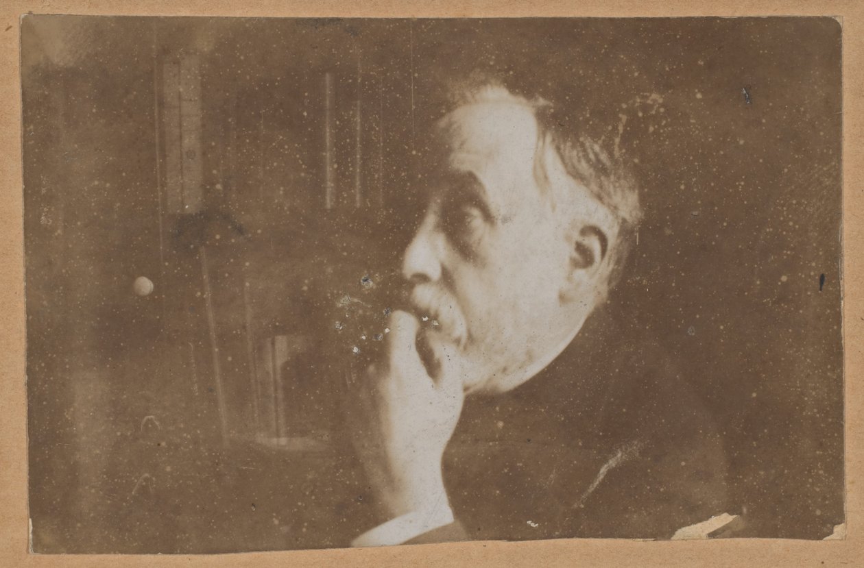 Selbstporträt in der Bibliothek (Hand am Kinn) von Edgar Degas