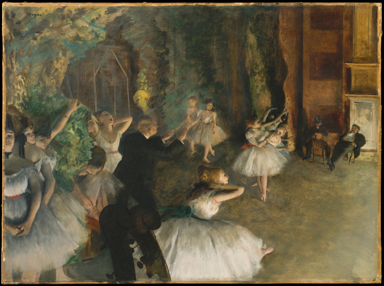 Die Probe des Balletts auf der Bühne von Edgar Degas