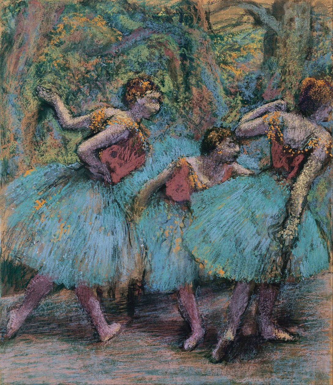 Drei Tänzerinnen (Blaue Tutus, rote Mieder) von Edgar Degas