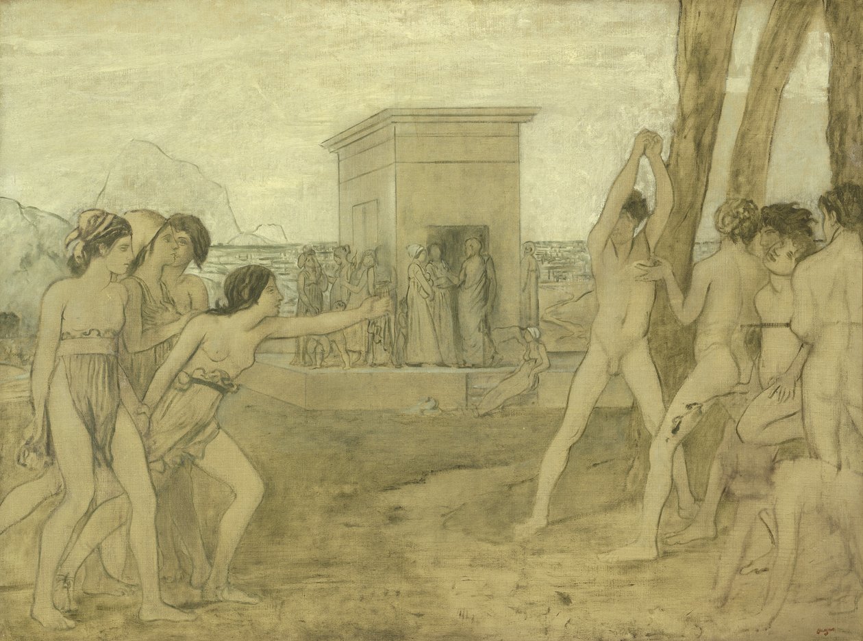 Junge spartanische Mädchen fordern Jungen heraus, ca. 1860 von Edgar Degas