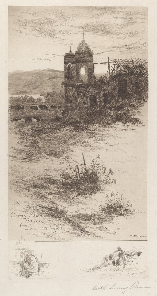 Carmel-Mission vor der Restaurierung von Edith Loring Peirce Getchell, after William Keith