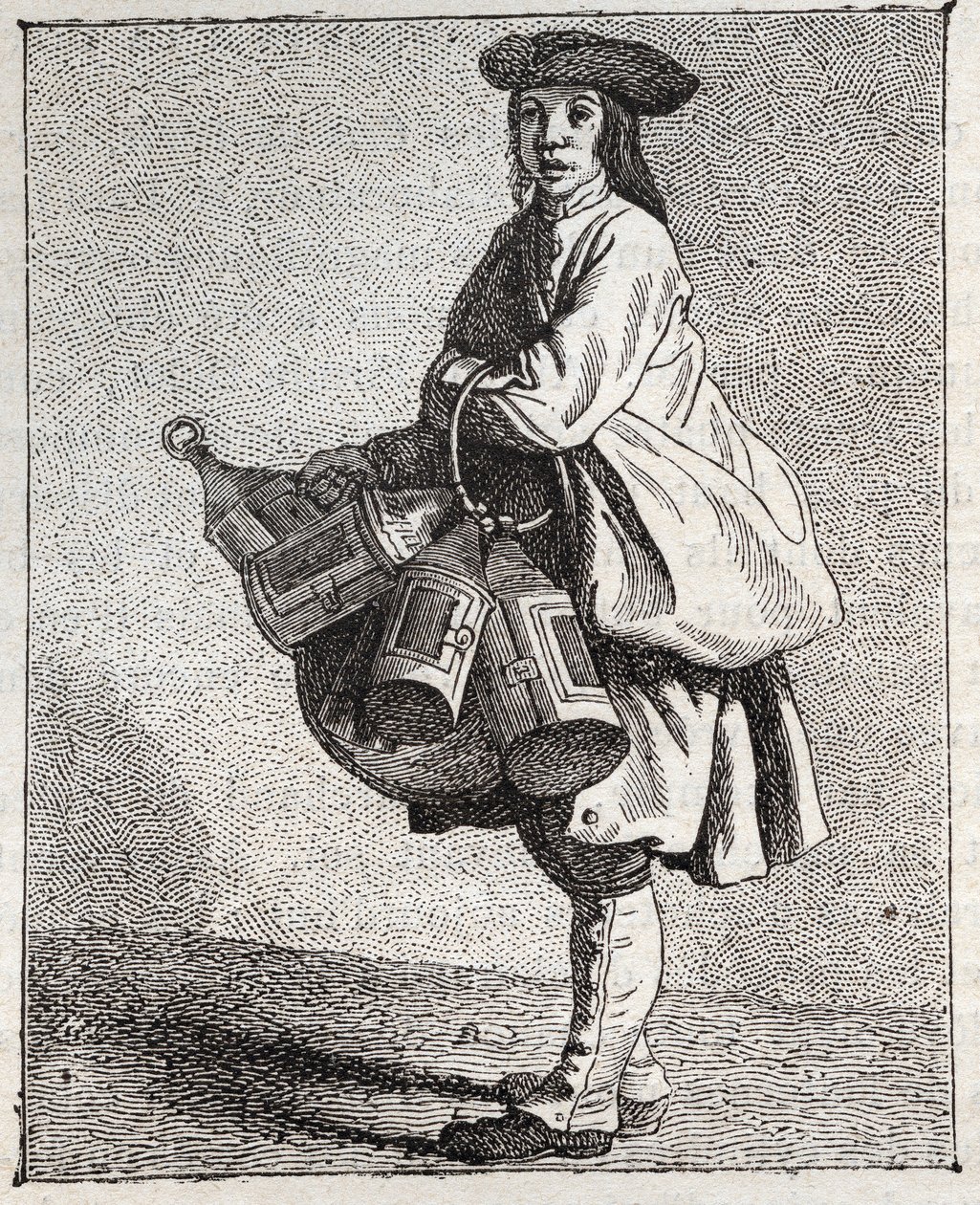 Der Laternenhändler - Kleines Gewerbe in Paris („Études prises dans le bas Peuple, ou les Cris de Paris“) - Gravur von Edme Bouchardon (1698-1762) von Edmé Bouchardon