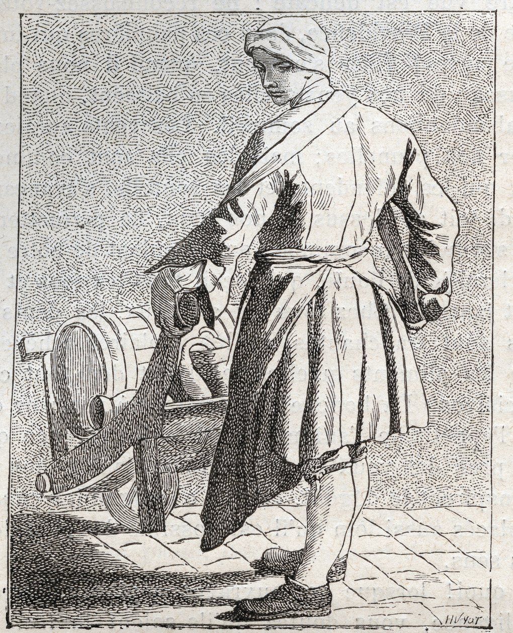 Der Essigverkäufer - Kleines Gewerbe in Paris (Études prises dans le bas Peuple, ou les Cris de Paris) (Stich von Edme Bouchardon) von Edmé Bouchardon