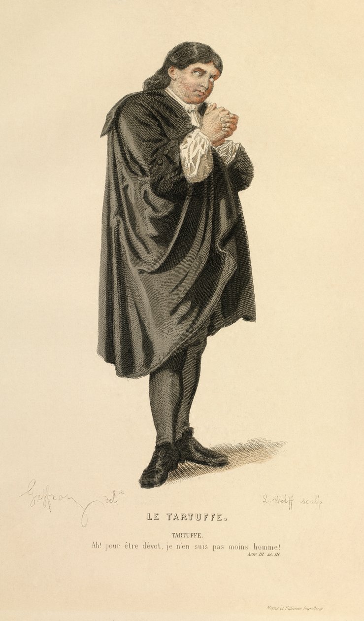 Kostüm für die Rolle des Tartuffe (Gravur) von Edmond Aime Florentin Geffroy