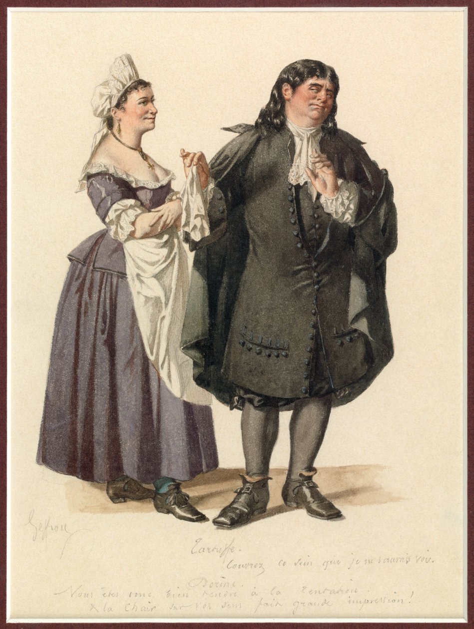 Porträt von Dorine und Tartuffe von Edmond Aime Florentin Geffroy