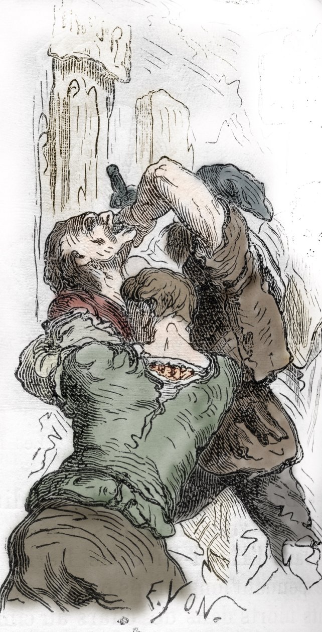 Schwarzer Tod: Abschlachtung der Juden, 1348, Illustration aus "Histoire-populaire-de-France" von Charles Lahure, 1866 von Edmond Charles Yon