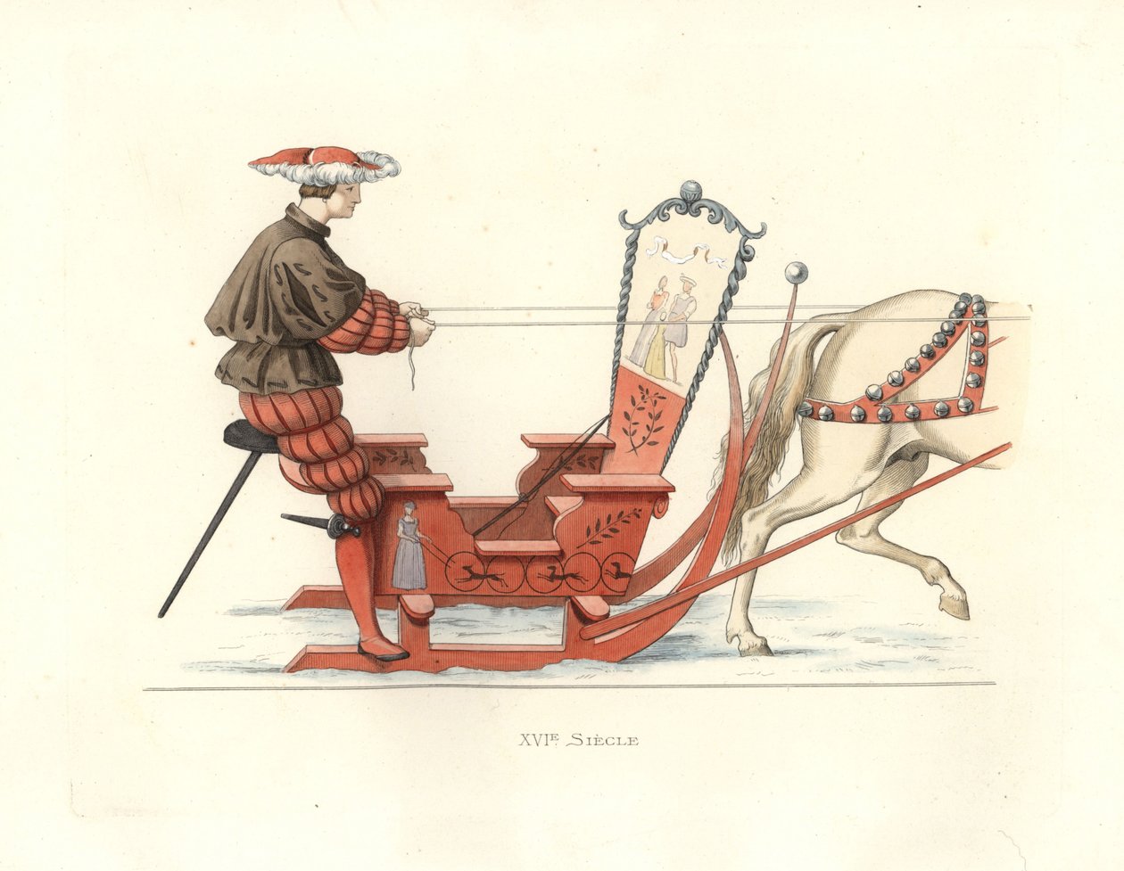Deutscher Mann bei einem Schlittenrennen von Edmond Lechevallier Chevignard