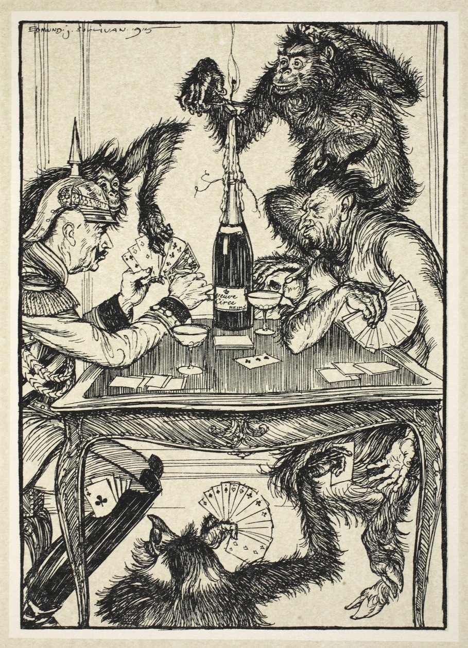 Das Spiel des Teufels (Karten auf dem Tisch und darunter), Illustration aus The Kaiser