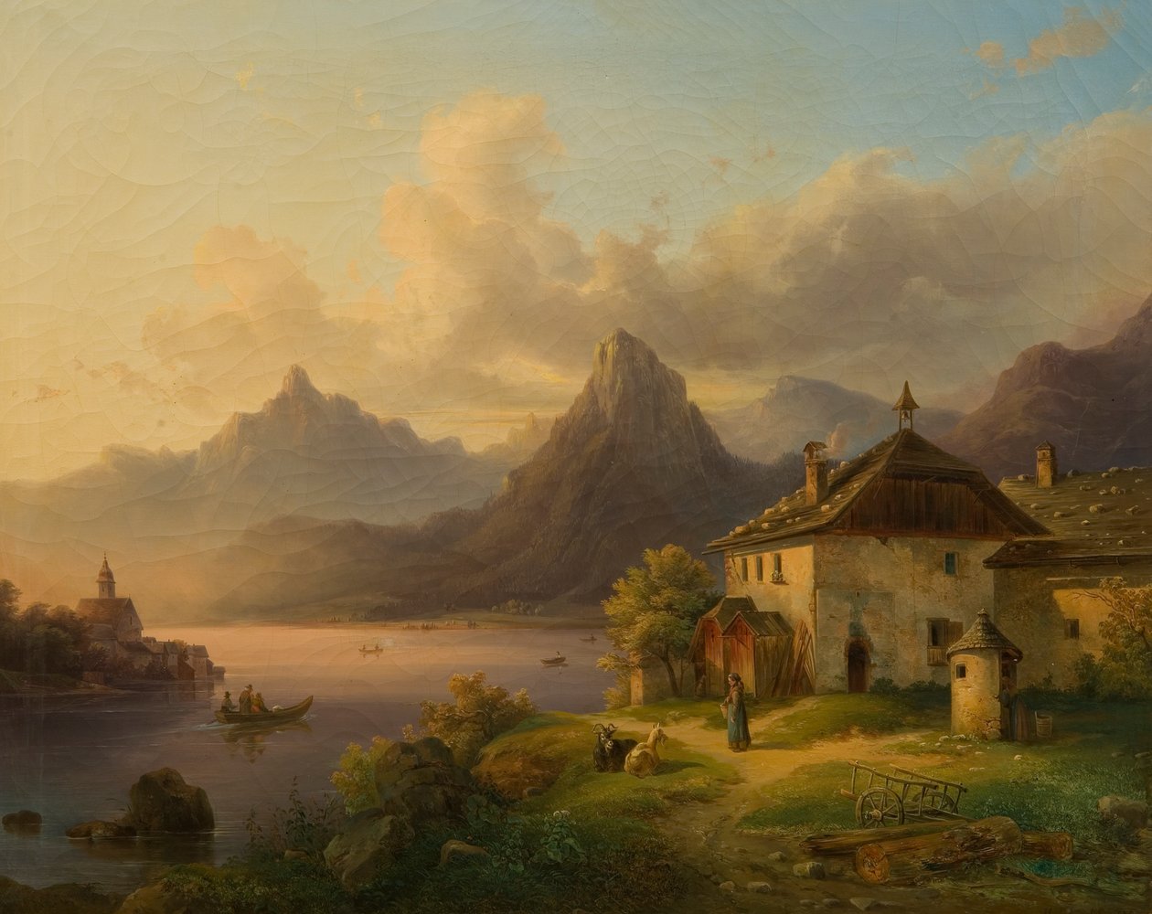 Landschaft mit Bergsee von Edmund Mahlknecht