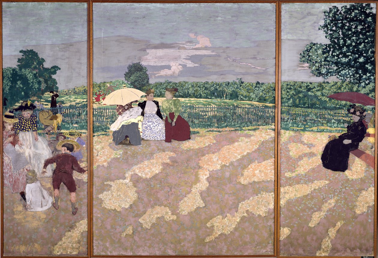 Die öffentlichen Gärten: Die Krankenschwestern, Das Gespräch und Der rote Regenschirm, 1894 von Edouard Vuillard