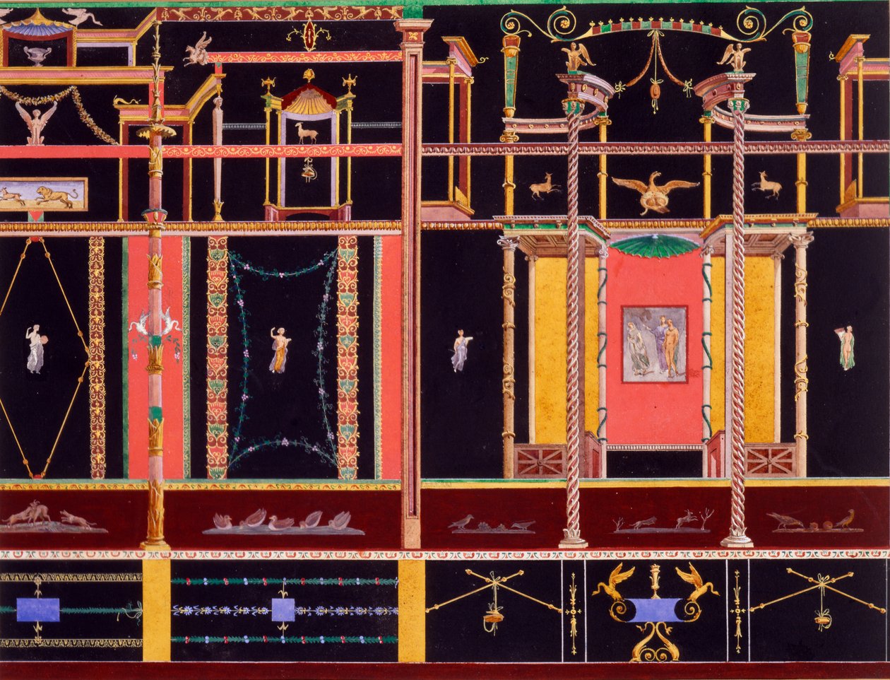 Wanddekoration aus dem Haus der Dioskuren, Pompeji von Edouard Clerievanse