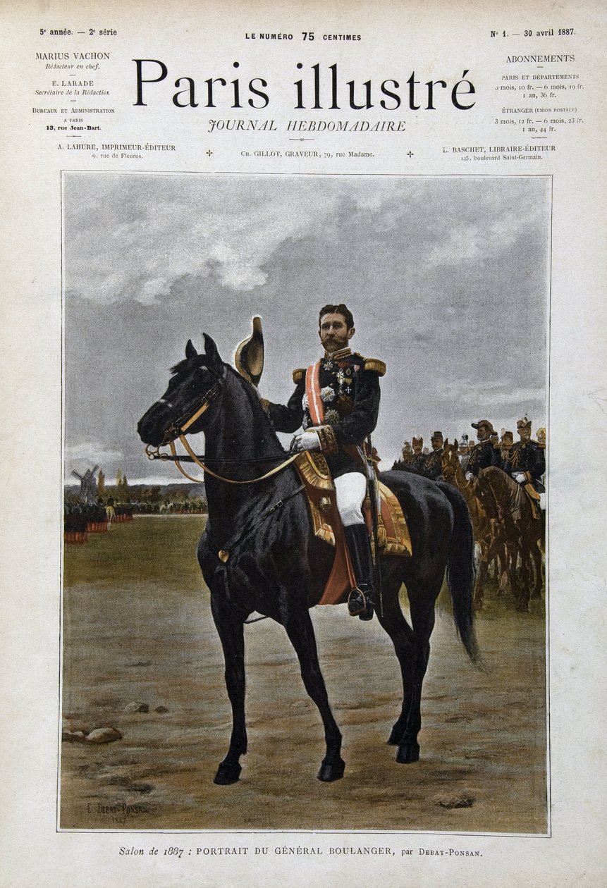 Reiterporträt von General Georges Boulanger (1837-1891), Politiker nach Edouard Debat Ponsan (Debat-Ponsan) von Edouard Debat Ponsan