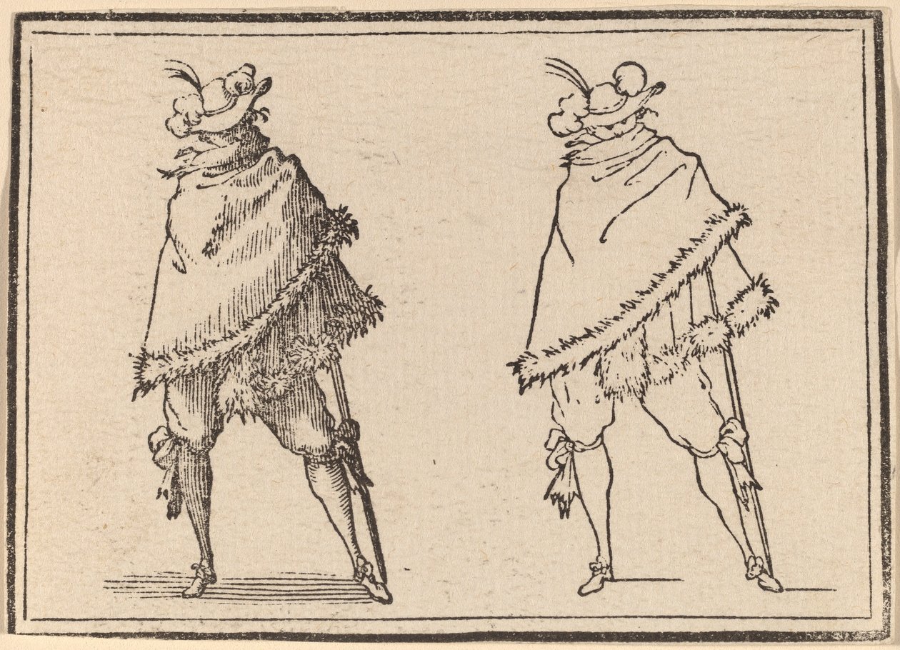 Herr in seinen Mantel gehüllt von Edouard Eckman after Jacques Callot