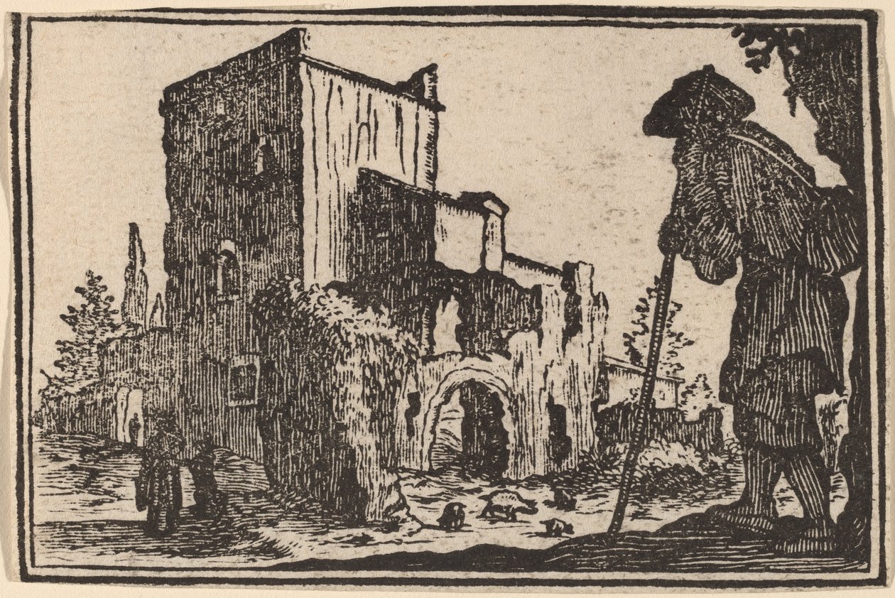Hirte und Ruinen von Edouard Eckman after Jacques Callot