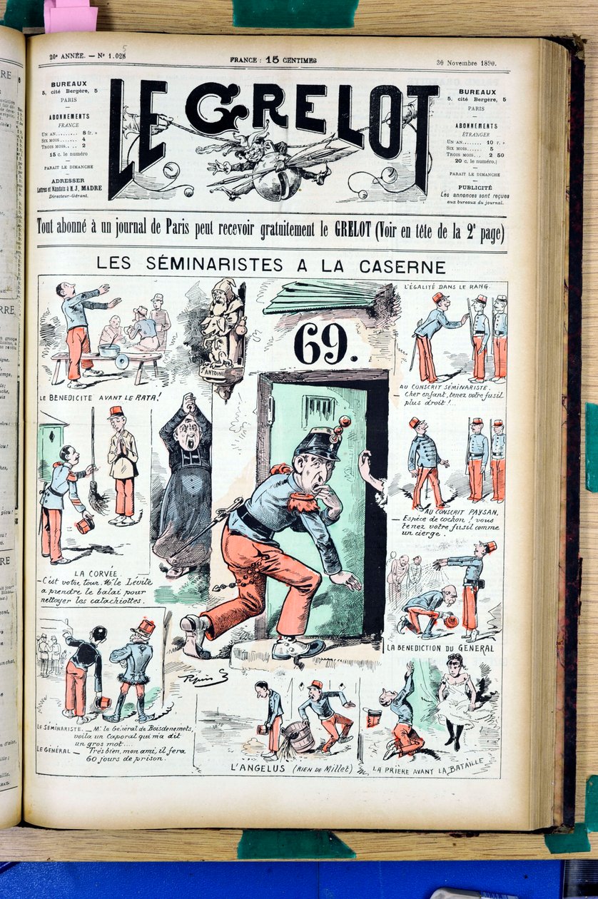 Titelblatt von „Le Grelot“, Nummer 1025, Satirisch in Farben von Edouard Guillaumin Pepin