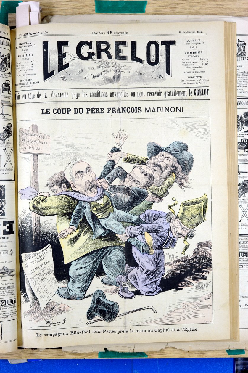 Cover von „Le Grelot“, Nummer 1170, satirisch in Farben von Edouard Guillaumin Pepin