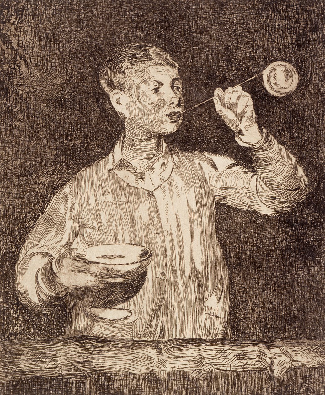 Seifenblasen pustender Junge von Édouard Manet