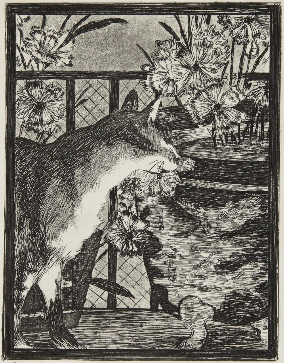 Die Katze und die Blumen von Édouard Manet