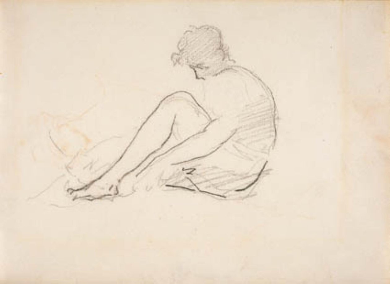 Sitzende Frau (Eine leichte Skizze eines Männerkopfes) von Édouard Manet