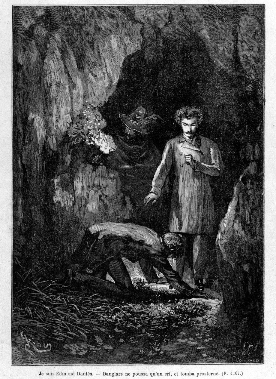 Ich bin Edmond Dantès - Gravur von Riou, in „Der Graf von Monte Cristo“ von A. Dumas, ed. Jules Rouff & Cie von Edouard Riou