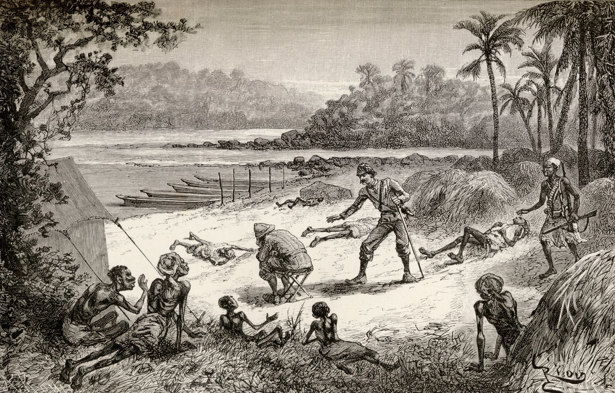 Die Rettung von Robert H. Nelson und Überlebenden im Starvation Camp, Ipoto von Edouard Riou