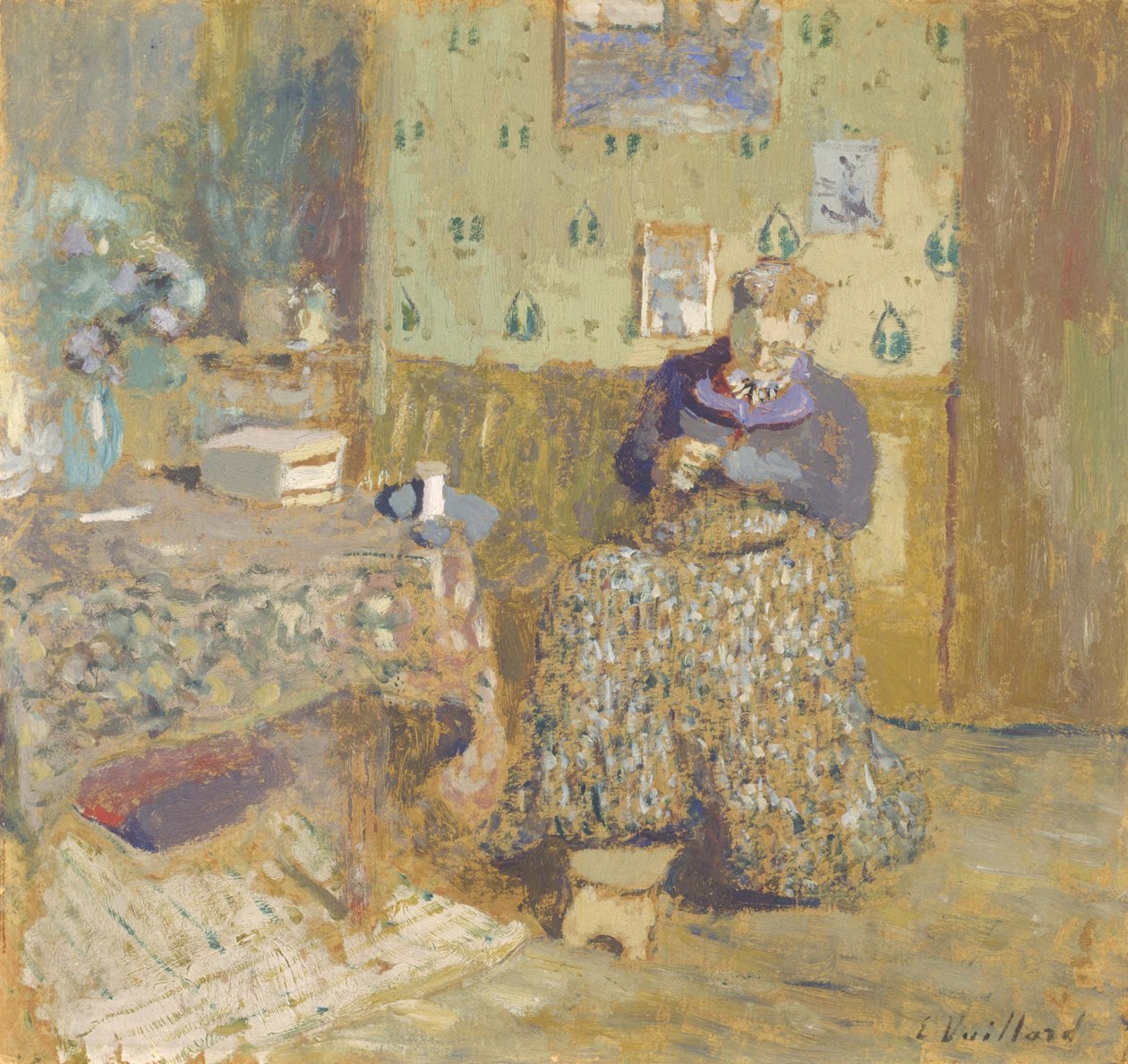 Madame Vuillard beim Nähen, 1920 von Edouard Vuillard