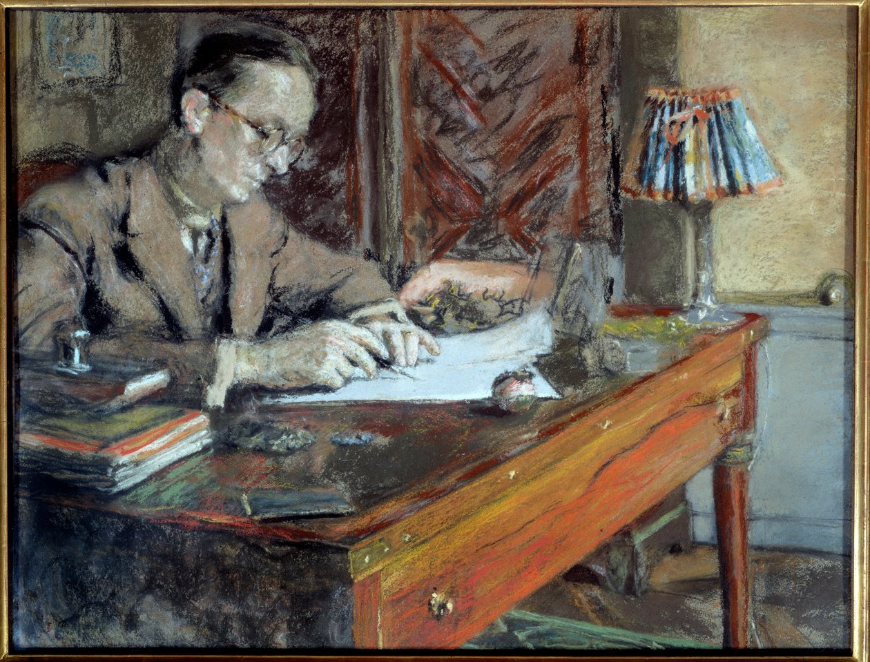 Porträt von Jean Giraudoux (1882-1944), französischer Schriftsteller, 20. Jahrhundert. Paris, Comédie-Française (Öl auf Leinwand) von Edouard Vuillard