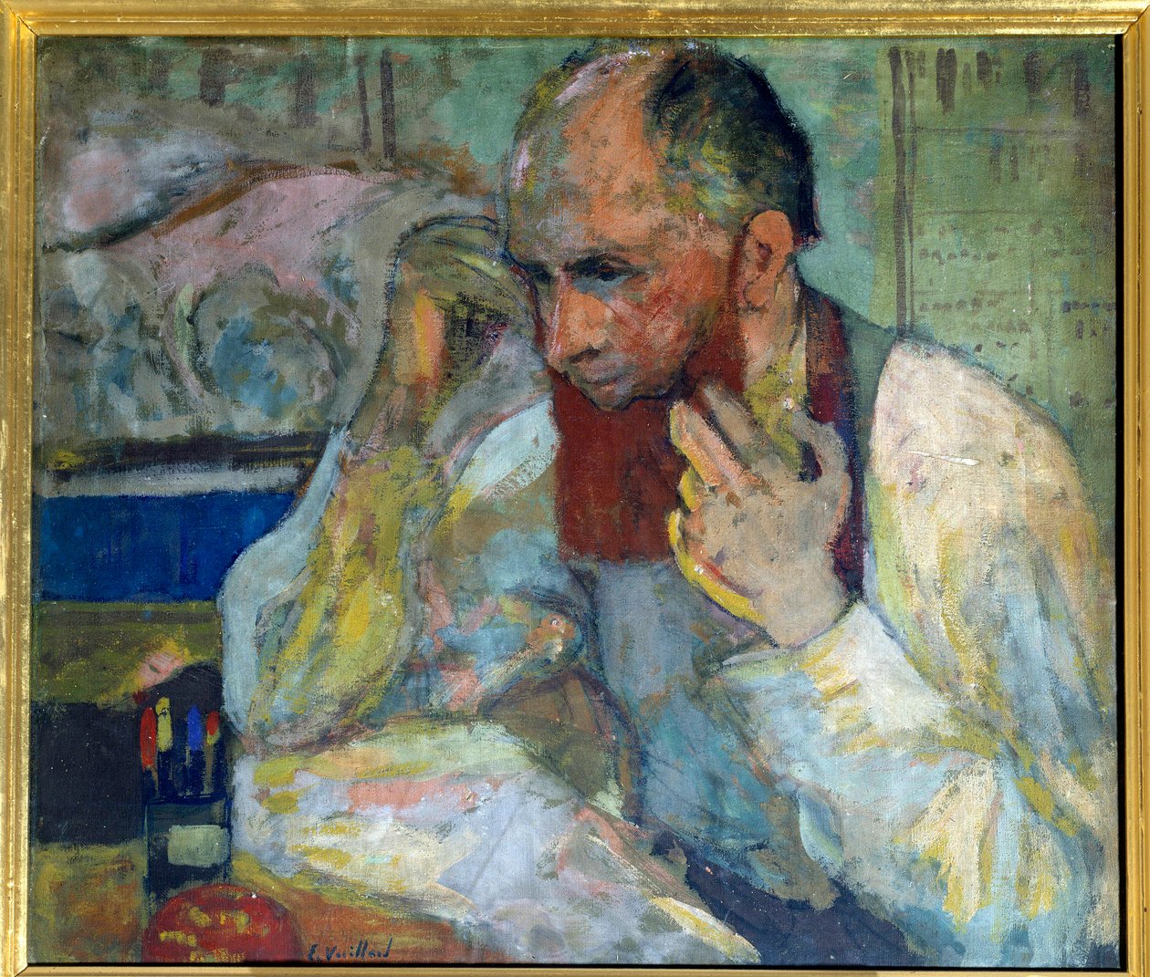 Der Komödiant Aurelien Lugne Poe (Lugne-Poe) (1869-1940) beim Schminken, 20. Jahrhundert Paris, Comédie des Champs-Élysées von Edouard Vuillard