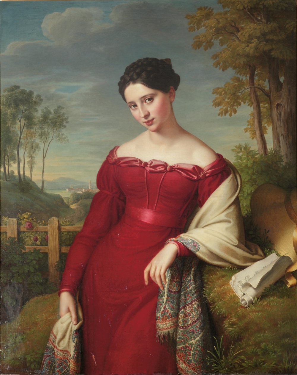 Porträt einer jungen eleganten Dame von Eduard Friedrich Leybold