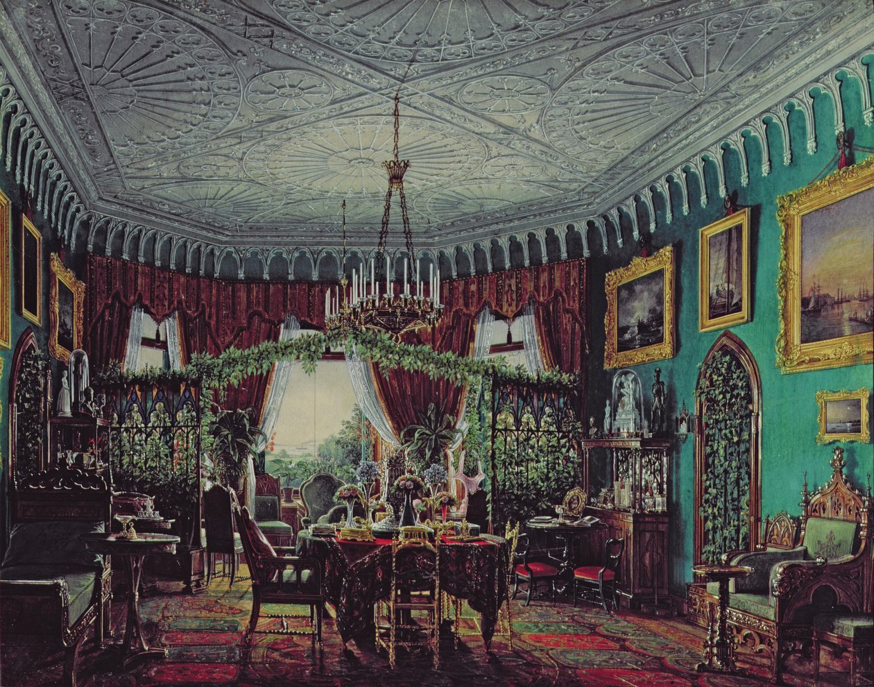 Salon von Kaiserin Alexandra Feodorowna (1798-1860) 1850er Jahre von Eduard Hau