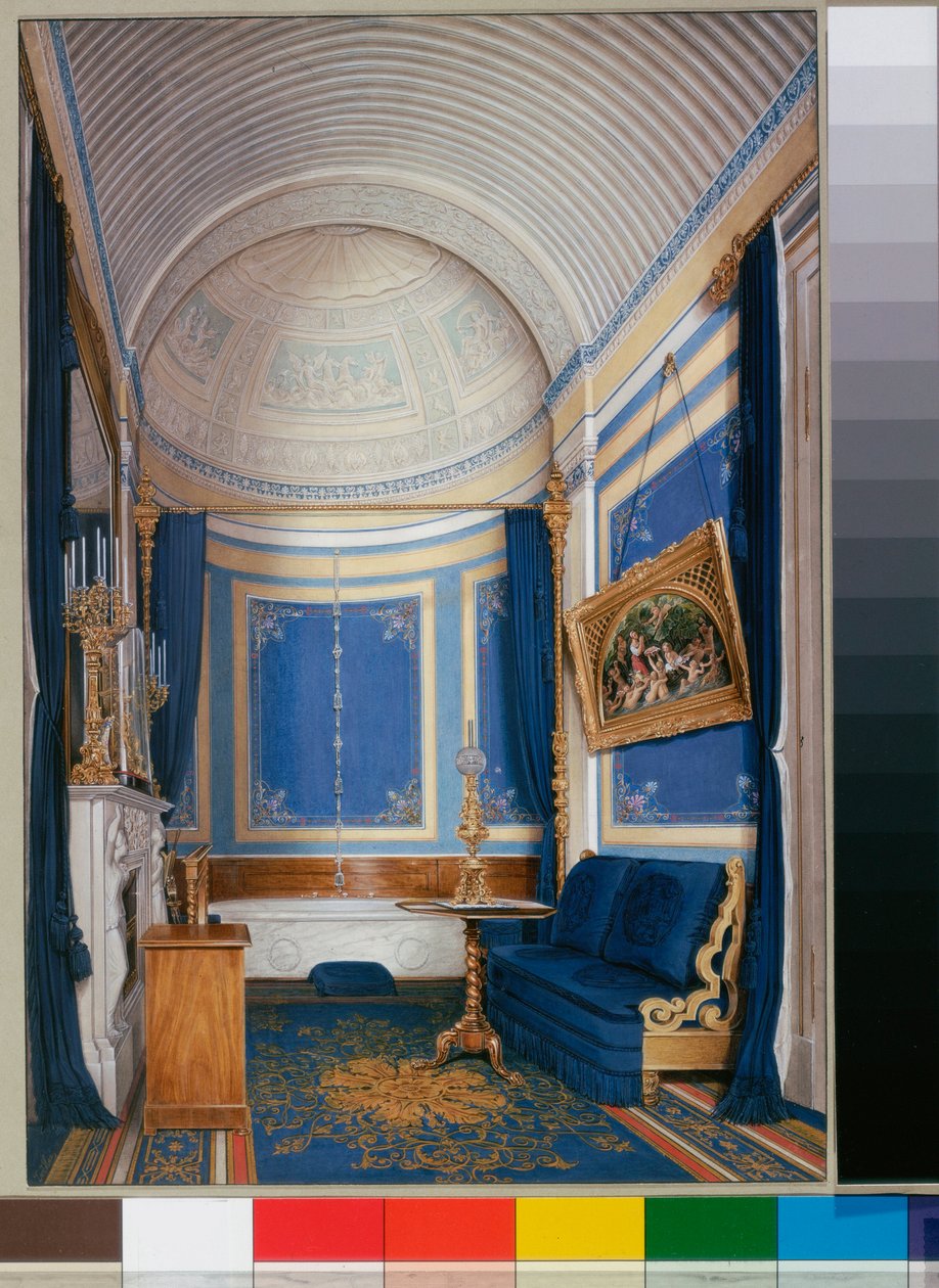 Interieurs des Winterpalastes - Das Badezimmer der Kaiserin Maria Alexandrowna von Eduard Hau