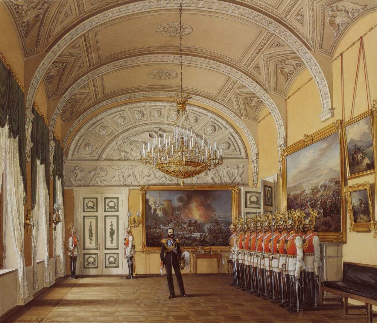 Innenräume des Winterpalastes. Der Wachraum, 1864 von Eduard Hau
