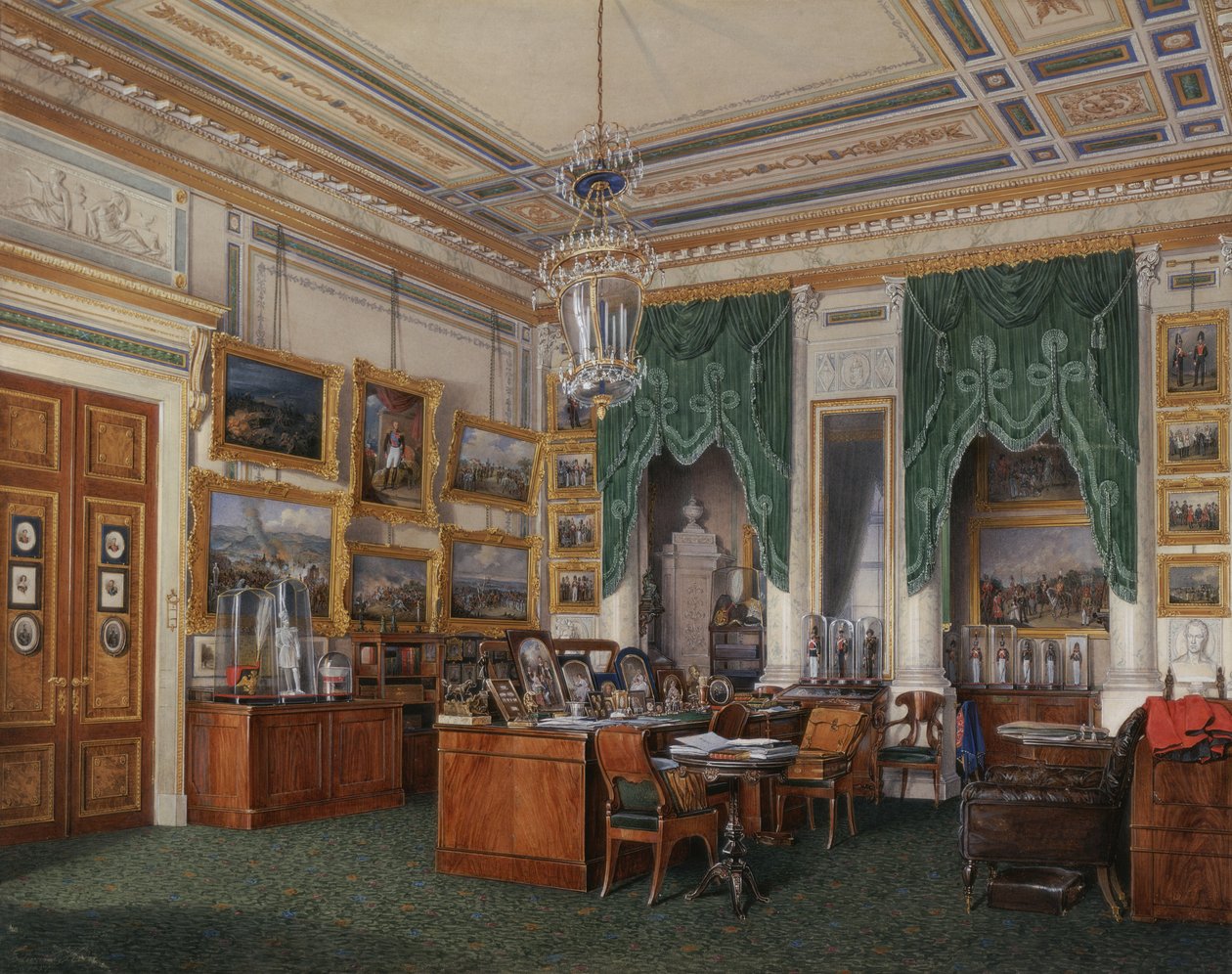 Innenräume des Winterpalastes. Das Arbeitszimmer von Kaiser Alexander II., 1857 von Eduard Hau