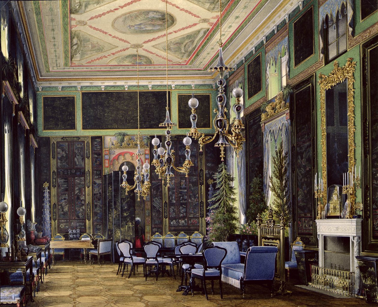 Der chinesische Raum im Großen Palais in Zarskoje Selo von Eduard Hau