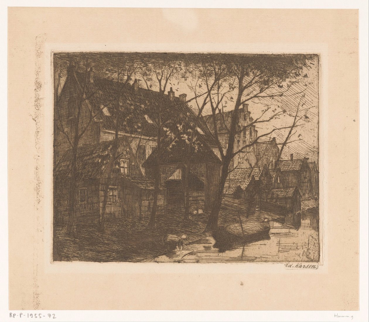 Rückseiten von Häusern am Wasser von Eduard Karsen (signed by artist)