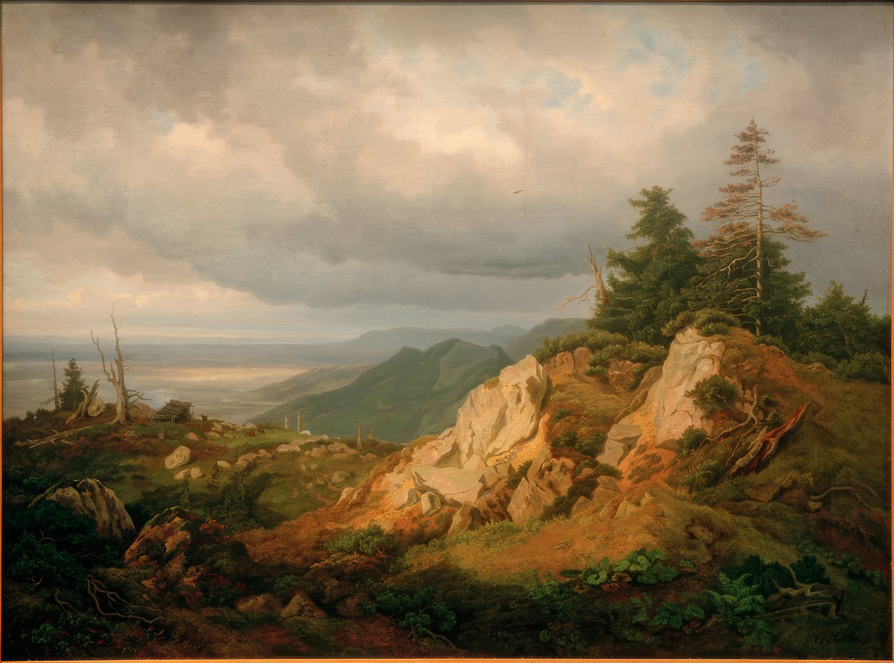 Auf der Hohen Kampe mit Blick zum Chiemsee von Eduard Schleich der Ältere