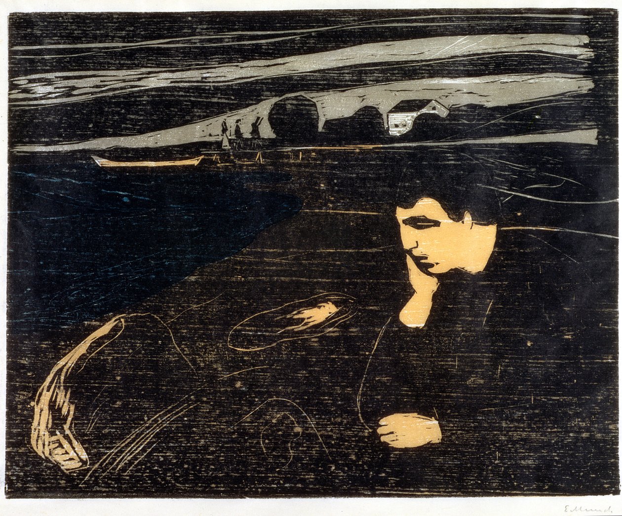 Abend, Melancholie am Strand von Edvard Munch