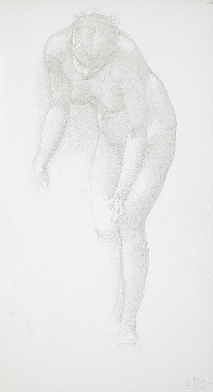 Sich biegender weiblicher Akt von Edward Burne-Jones