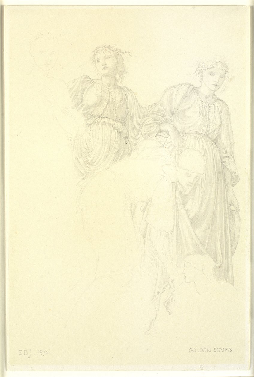 Gruppe von Frauen, Vorstudie für das Gemälde Die goldene Treppe von Edward Coley Burne Jones