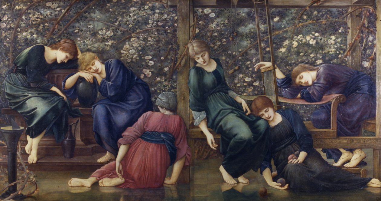 Der Gartenhof, aus der Briar-Rose-Serie, um 1894 von Edward Burne Jones
