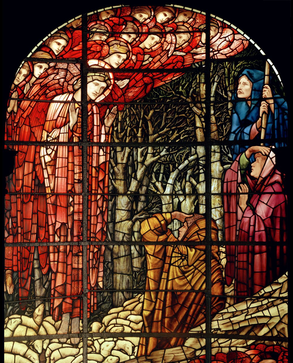 Die Geburt Christi Fenster (Detail), Die Hirten von Edward Burne Jones
