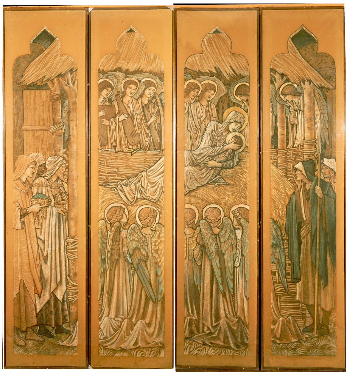 Die Geburt Christi, Entwürfe für das Buntglasfenster in St. Deiniol, Hawarden, 1897 von Edward Burne Jones