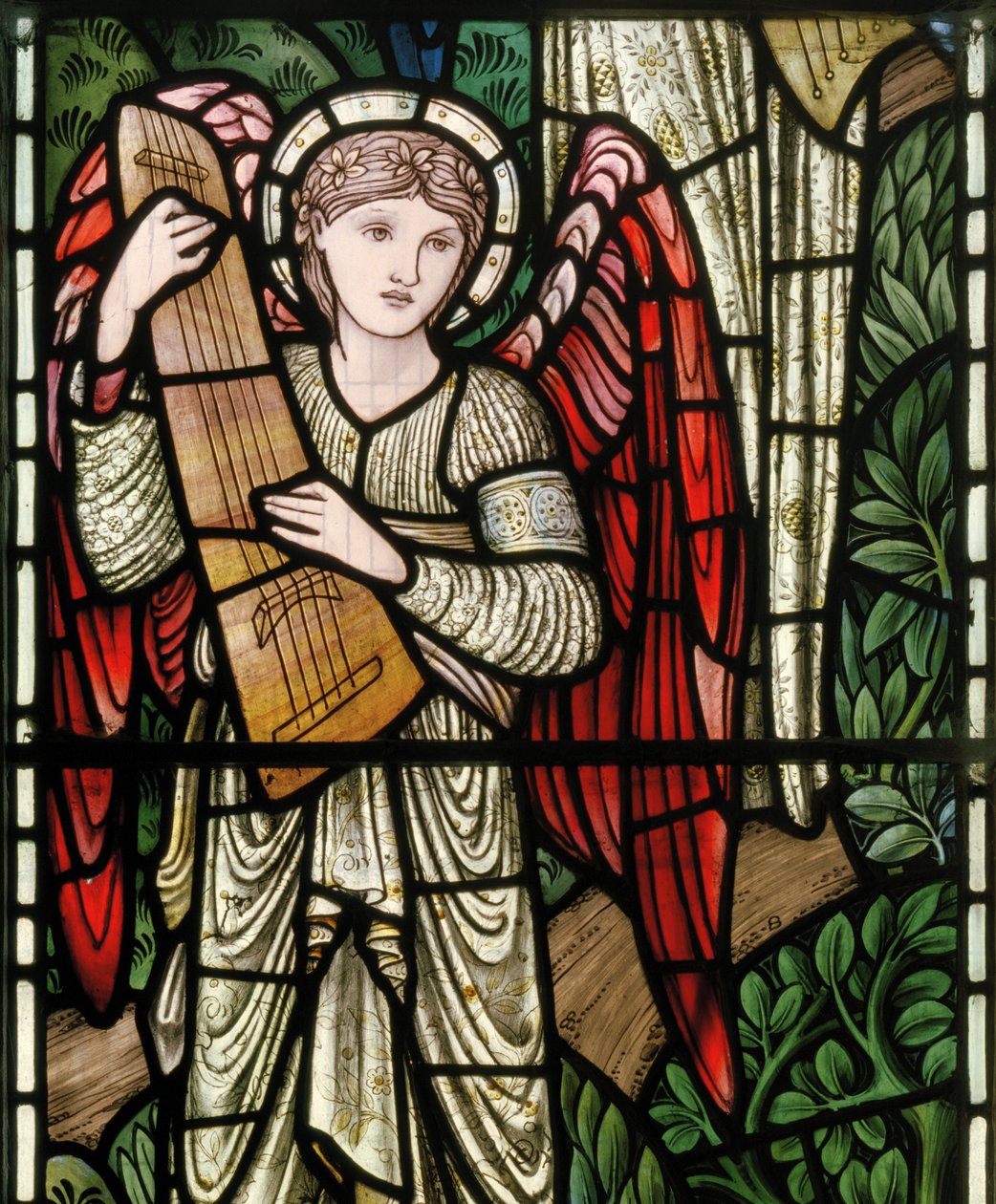 Engel des Paradieses, Engel Musiker (Detail, 1902-1914) von Edward Coley and Dearle Burne Jones
