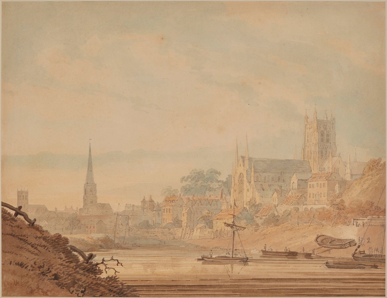 Worcester vom Fluss Severn aus von Edward Dayes