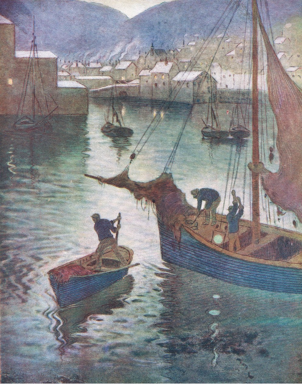 Der Hafen, Polperrow, aus Hutchinsons Beautiful Britain, veröffentlicht von Hutchinson & Co, ca. 1920 von Edward Ertz